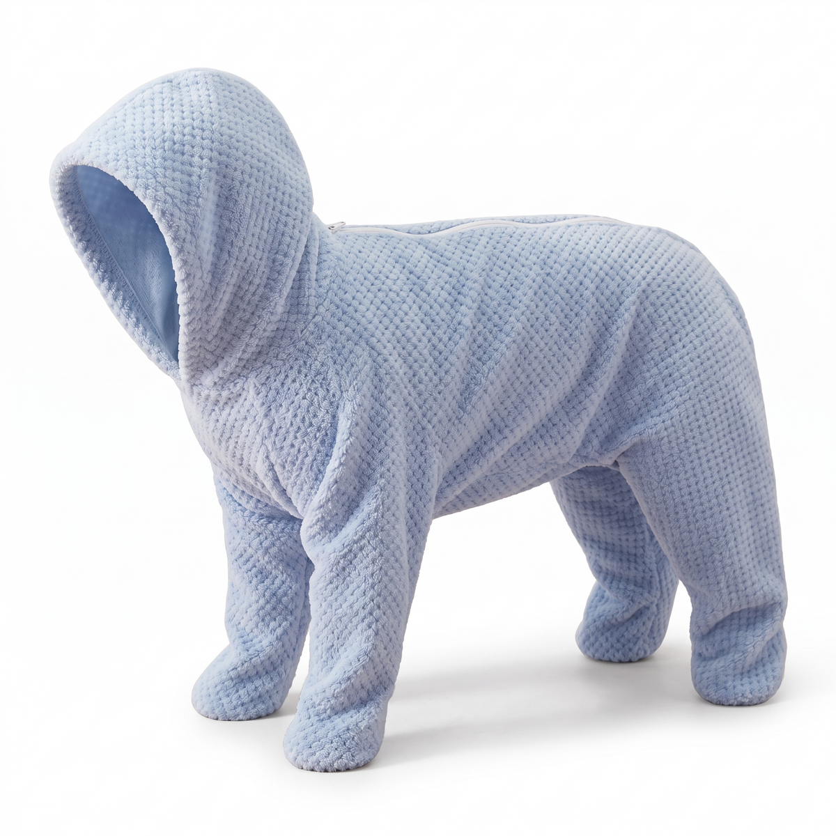 FluffDry dog bathrobe in light-blue honeycomb microfiber
