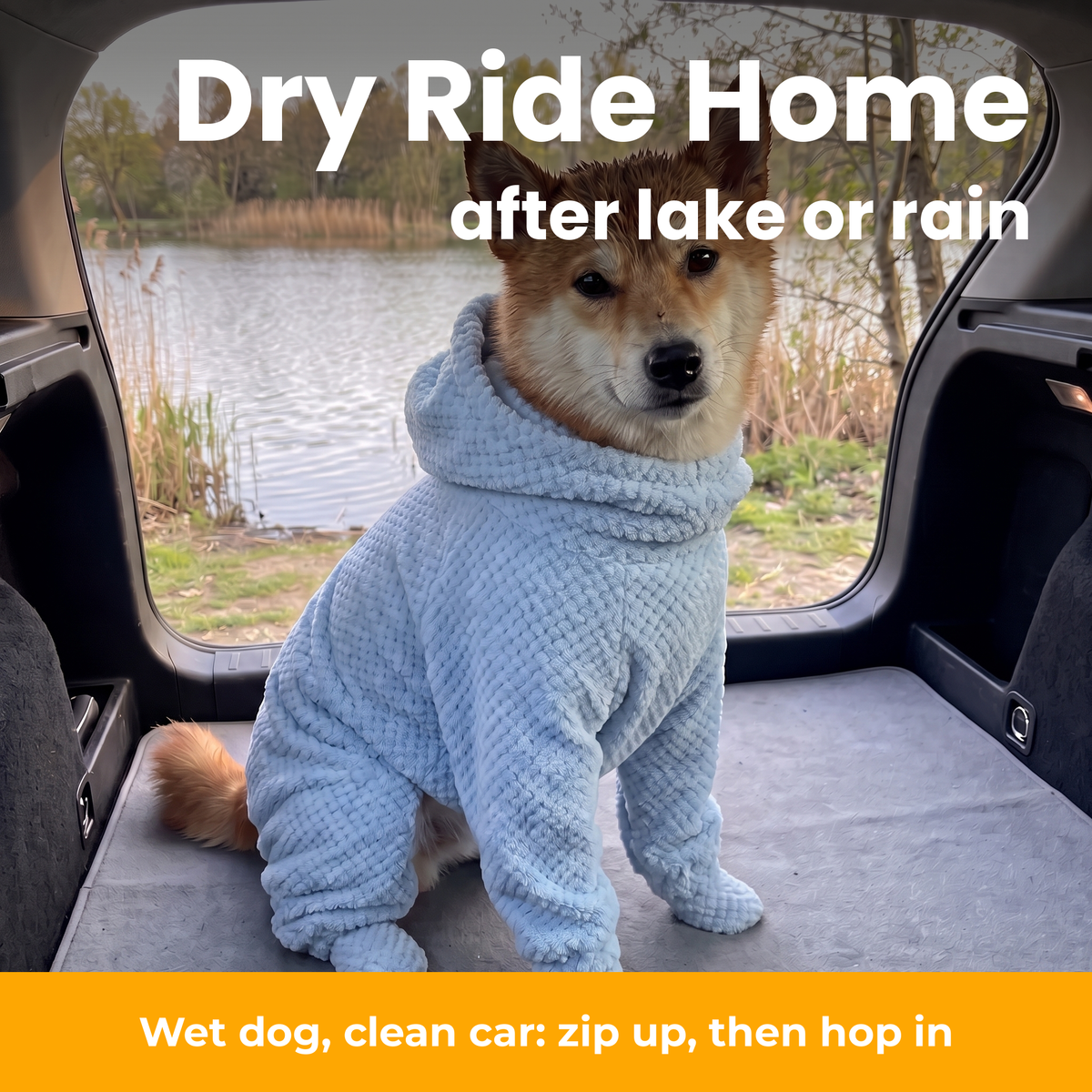 [en] FluffDry dog bathrobe – dry ride home