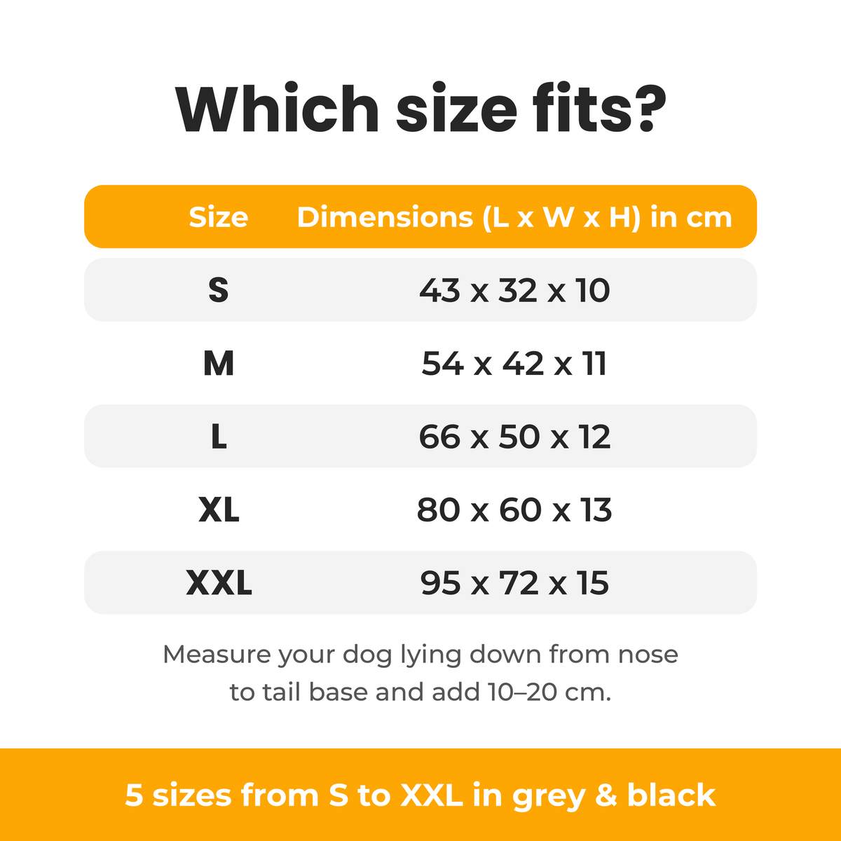[en] NapBox – Size chart S to XXL